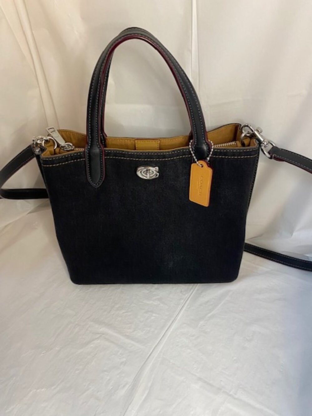 Coach Willow Tote Bag 24 in Black Denim (Style CR708)